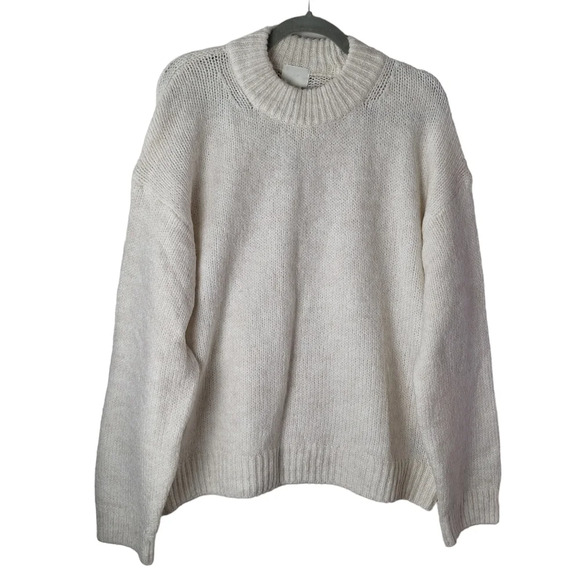 H&M Medium Wool Alpaca Blend Long Sleeve Mock-Neck Oversized Sweater - Picture 1 of 11